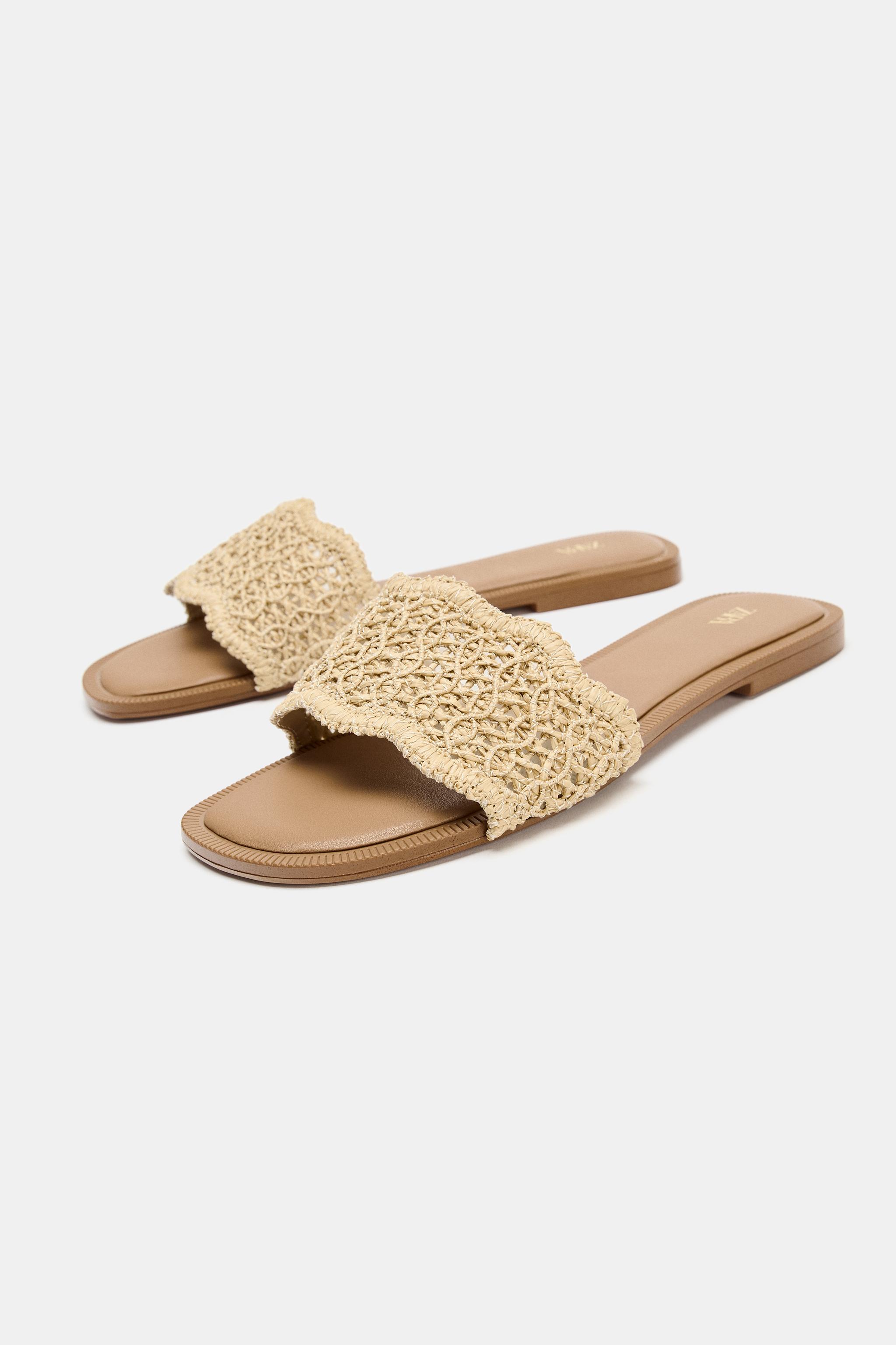 EMBROIDERED SLIDE SANDALS